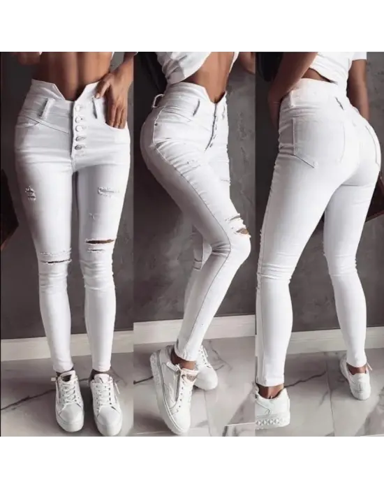 Omarı Kadın Kot Pantolon Çalışma Büyük Beden