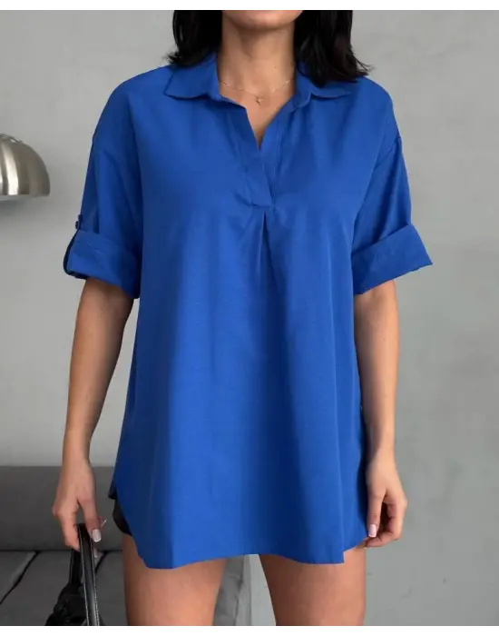 Omarı Şık Yırtmaç Detayıyla Elegan Tunik