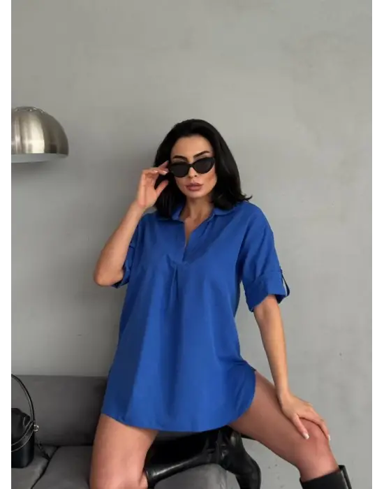 Omarı Şık Yırtmaç Detayıyla Elegan Tunik