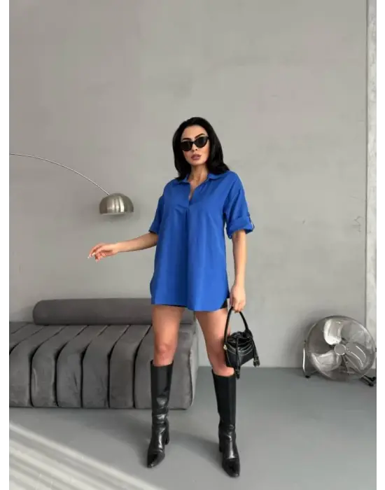 Omarı Şık Yırtmaç Detayıyla Elegan Tunik