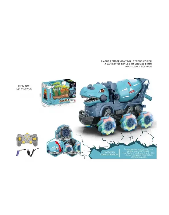 Omarı Uzaktan Kumandalı Dinozor Beton Mikseri - 1:14 Ölçekli, 2.4G Frekans