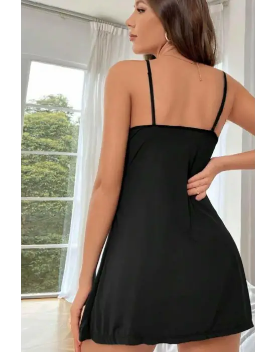 Omarı Dökümlü Yırtmaç Detay Şık Geceliik