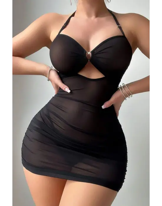 Omarı Siyah Tül Gecelik Etkisini Gösteriyor!