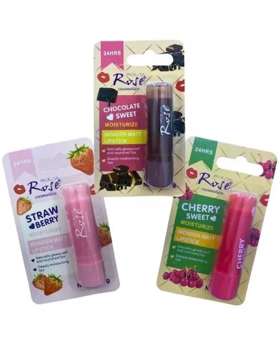 Omarı Doğal Lezzetli Dudak Nemlendirici Seti - Kiraz, Çilek, Çikolata Aromalı