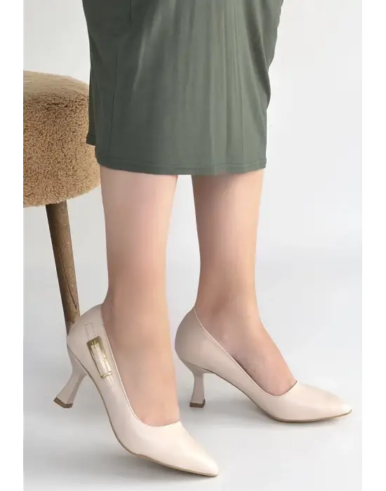 Yons Bej Cilt Topuklu Ayakkabı