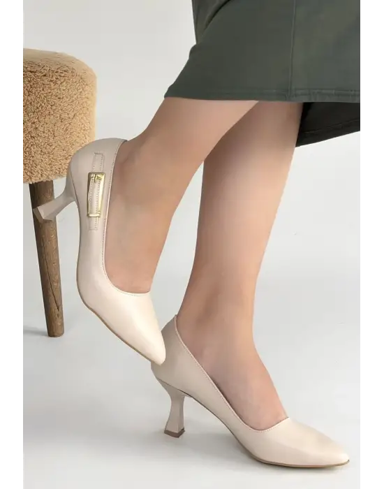 Yons Bej Cilt Topuklu Ayakkabı