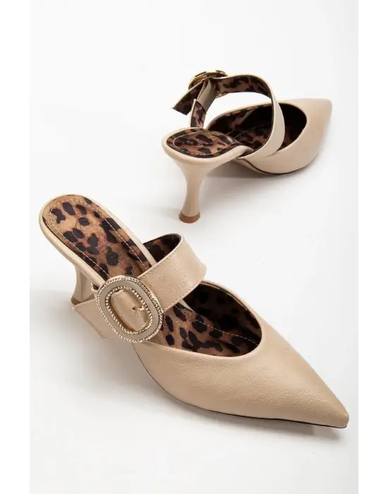 Omarı Şık Bej Topuklu Terlik