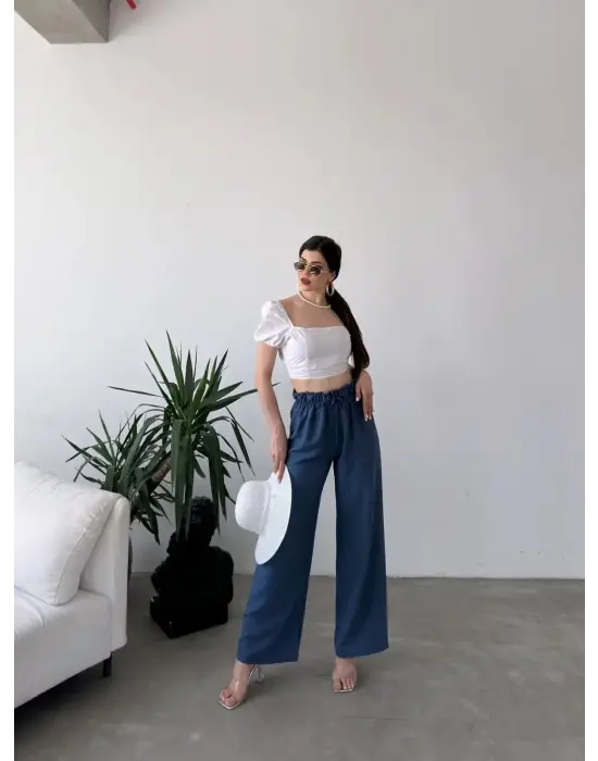 Omarı Rahat ve Şık Beli Büzgülü Yüksek Bel Pantolon