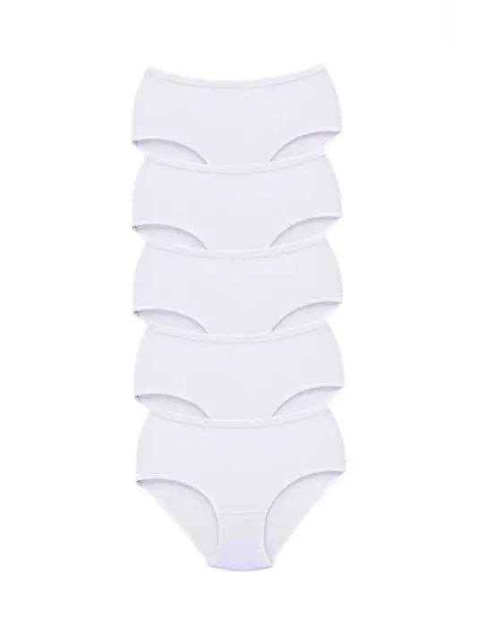 Omarı Yüksek Bel Kalın Lastikli Beyaz Kadın Külot Seti