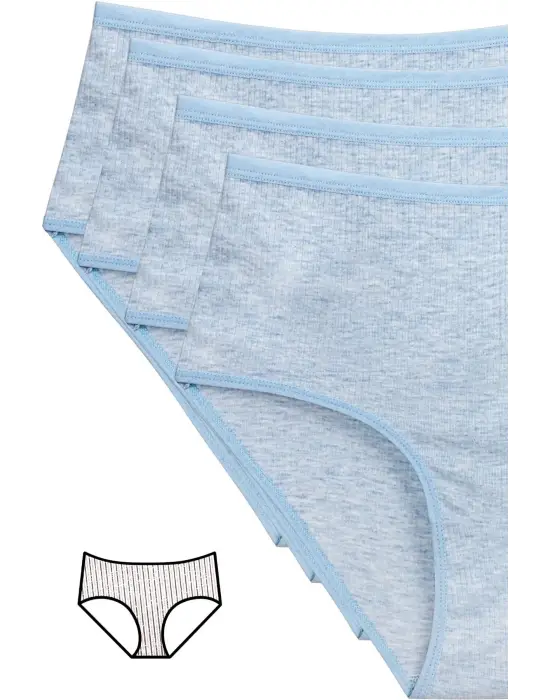 Omarı Renkli Yüksek Bel Fitilli Ribana Bato Külot - Mavi Seçenekleri