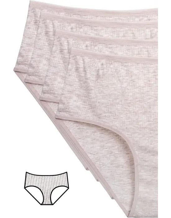 Omarı Yüksek Bel Fitilli Ribana Bato Külot - Kahveli Renkli Seri