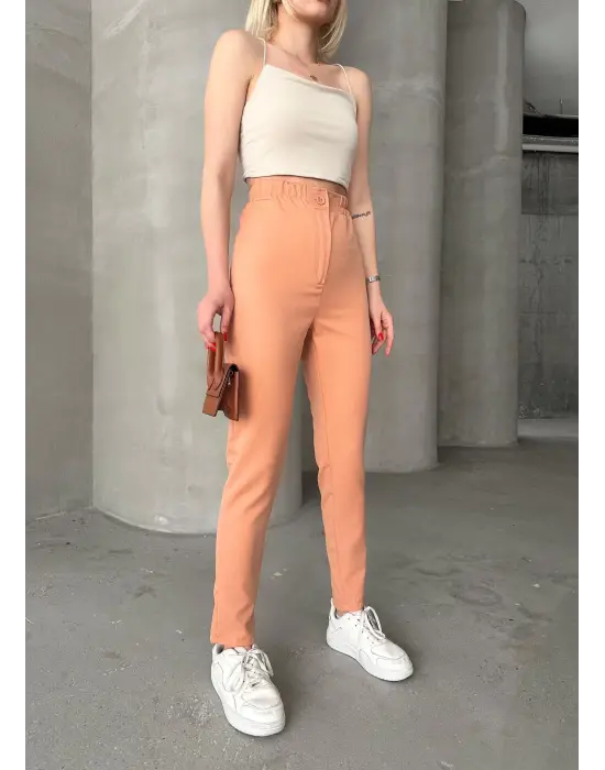 Omarı Karamel Pantolon Beli Lastikli Modeller