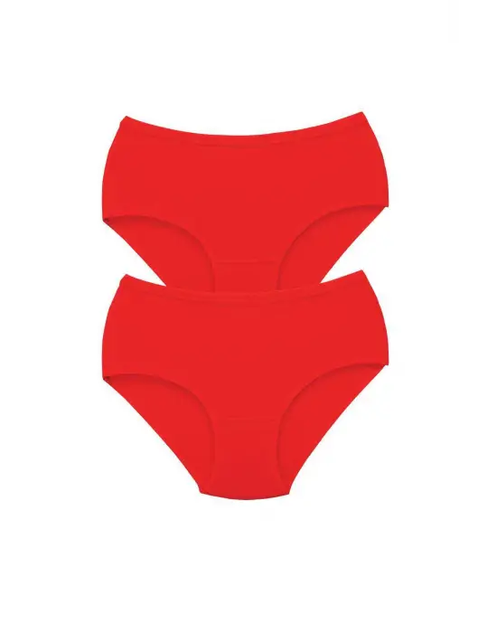 Omarı Yüksek Bel Kalın Lastik Külot - 2 Adet Kırmızı