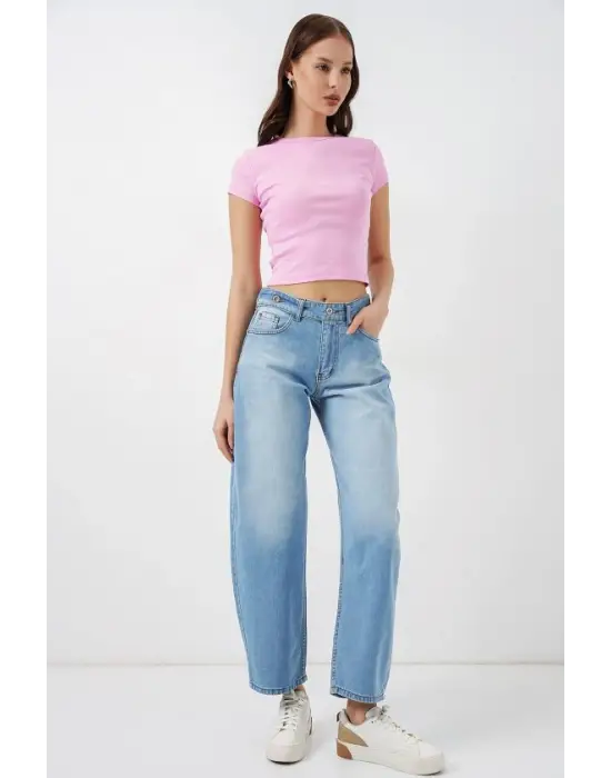 Yüksek Bel Kot Pantolon 30081 - Açık Mavi