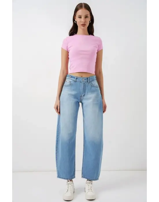 Yüksek Bel Kot Pantolon 30081 - Açık Mavi