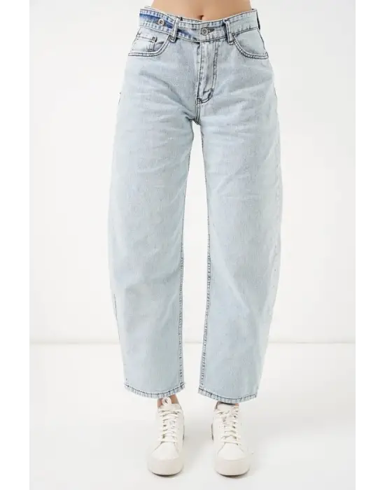 Yüksek Bel Kot Pantolon 30081 - Buz Mavi