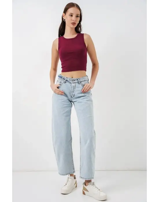 Yüksek Bel Kot Pantolon 30081 - Buz Mavi