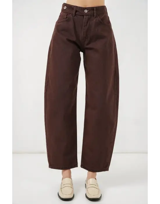 Yüksek Bel Kot Pantolon 30081 - Kahverengi
