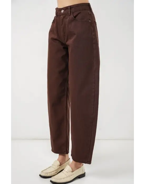 Yüksek Bel Kot Pantolon 30081 - Kahverengi