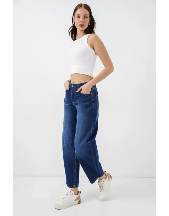 Yüksek Bel Kot Pantolon 30081 - Lacivert