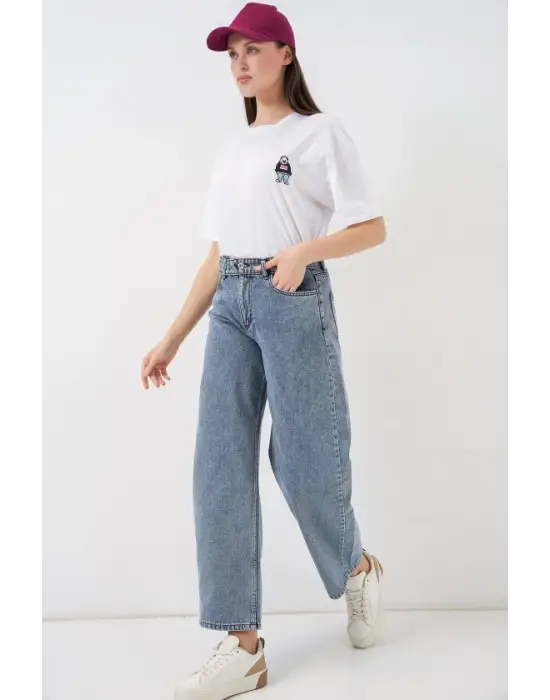 Yüksek Bel Kot Pantolon 30081 - Mavi
