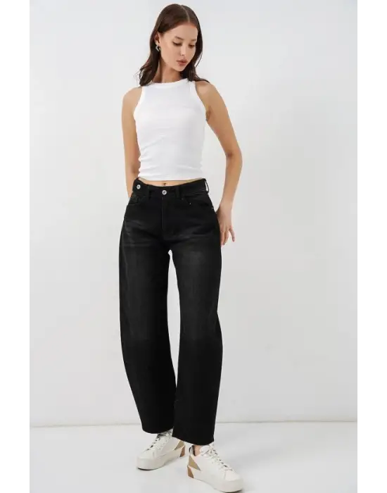 Yüksek Bel Kot Pantolon 30081 - Siyah