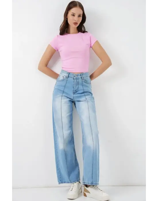 Yüksek Bel Kot Pantolon 30082 - Açık Mavi