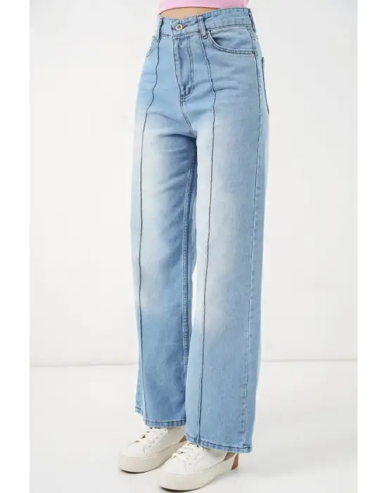 Yüksek Bel Kot Pantolon 30082 - Açık Mavi