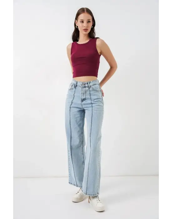 Yüksek Bel Kot Pantolon 30082 - Mavi