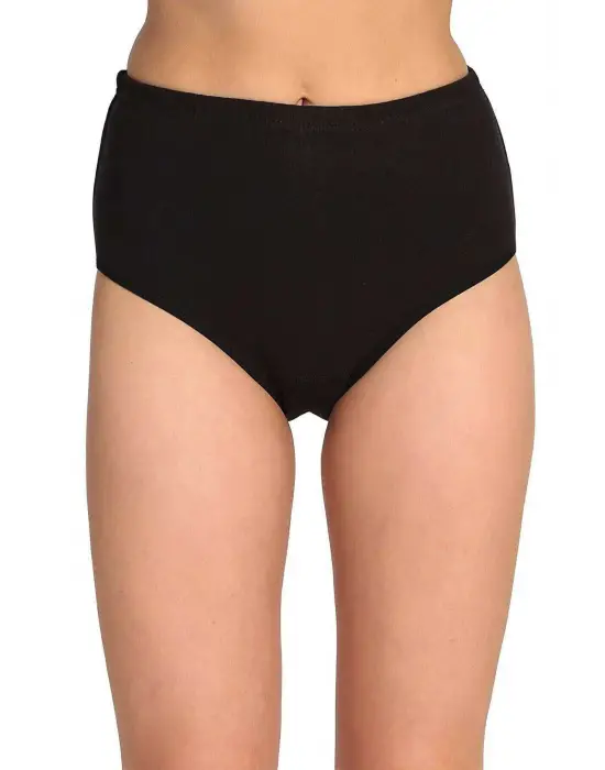 Omarı Yüksek Bel Kalın Lastik Külot - Siyah, 2 Adet
