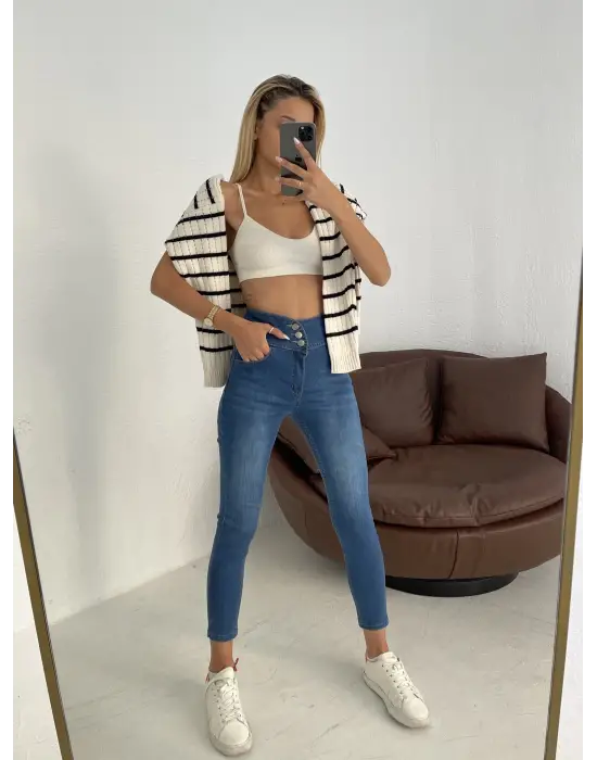 Omarı Yüksek Bel Likralı Jean Pantolon 90 Cm - Rahat ve Şık Seçenek