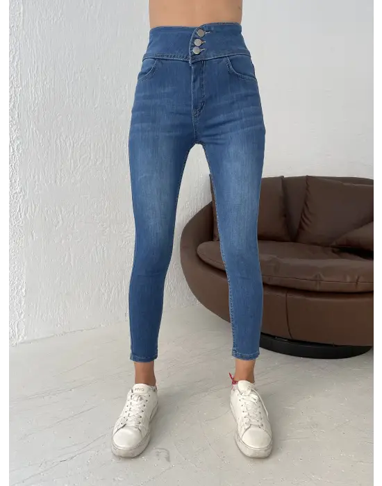 Omarı Yüksek Bel Likralı Jean Pantolon 90 Cm - Rahat ve Şık Seçenek