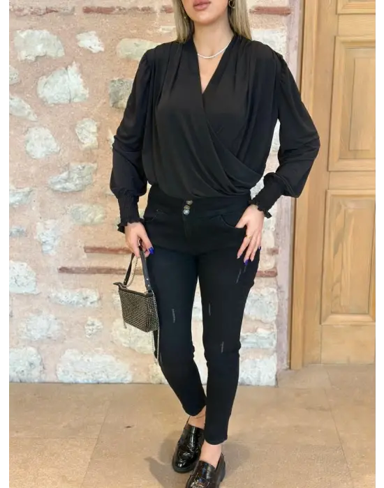 Yüksek Bel Likralı Jean Pantolon 90 Cm