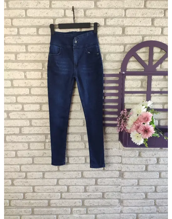 Yüksek Bel Likralı Jean Pantolon