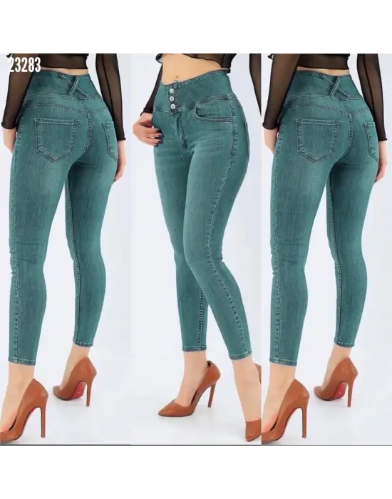 Yüksek Bel Likralı Jean Pantolon 90 Cm