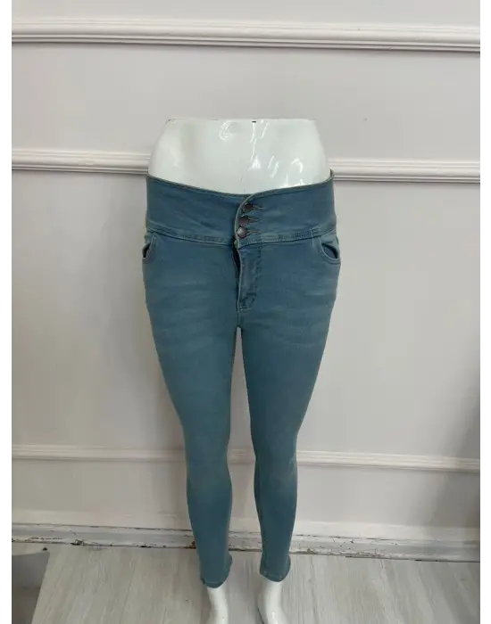 Yüksek Bel Likralı Jean Pantolon 90 Cm