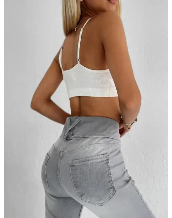 Omarı Esnek ve Şık Yüksek Bel Jean Pantolon