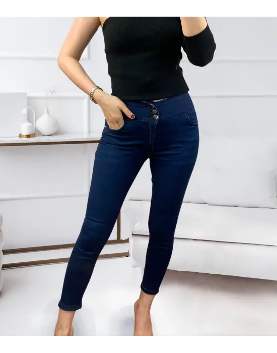 Yüksek Bel Likralı Jean Pantolon