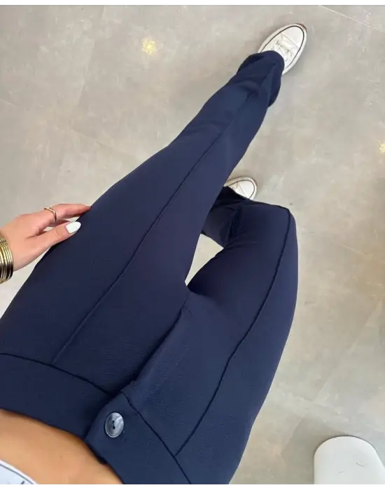 Omarı Yüksek Bel Likralı Krep Kumaş Pantolon