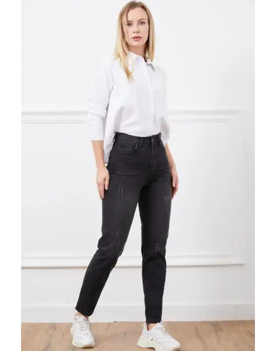 Yüksek bel mont jean pantolon