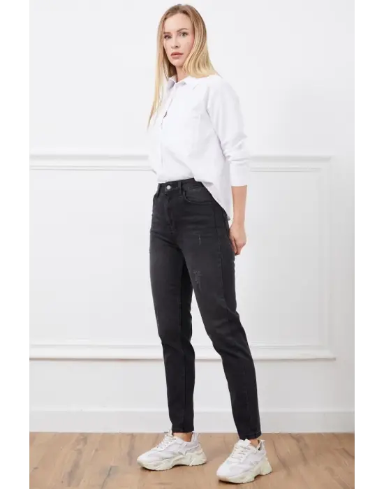 Yüksek bel mont jean pantolon