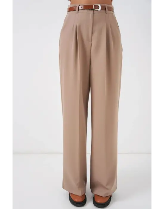 Yüksek Bel Palazzo Pantolon 30051 - Bej