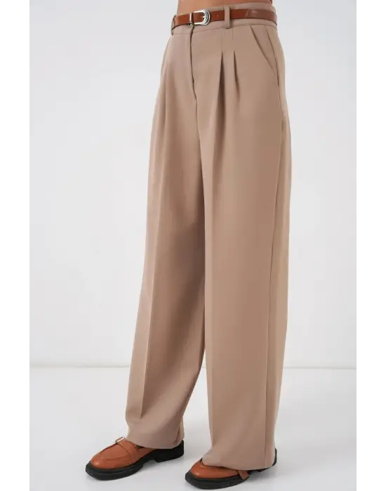 Yüksek Bel Palazzo Pantolon 30051 - Bej