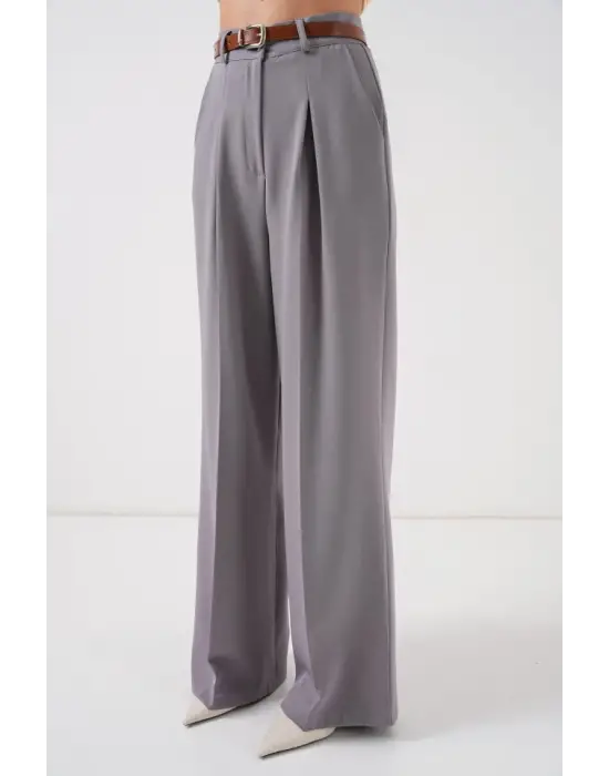 Yüksek Bel Palazzo Pantolon 30051 - Gri
