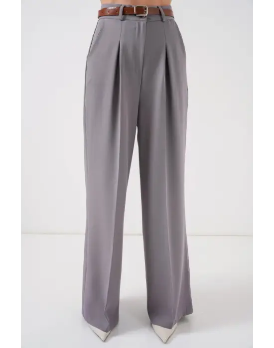 Yüksek Bel Palazzo Pantolon 30051 - Gri