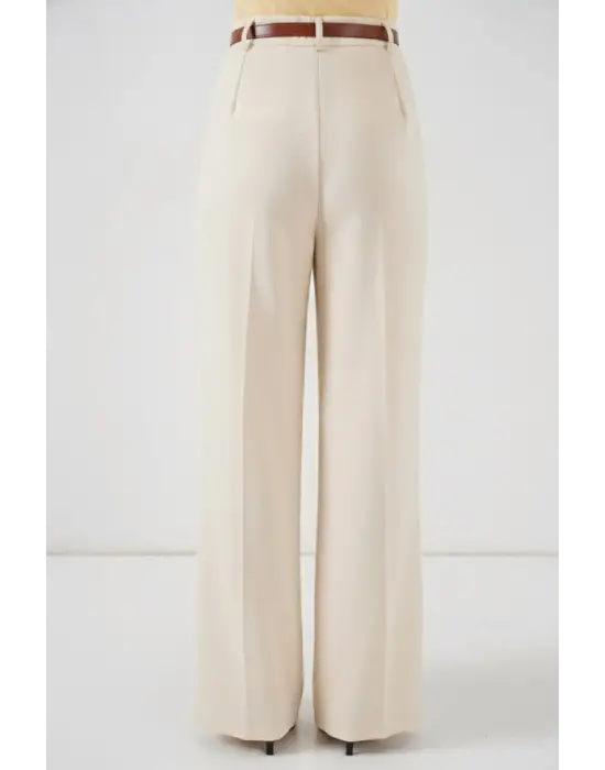 Yüksek Bel Palazzo Pantolon 30051 - Krem