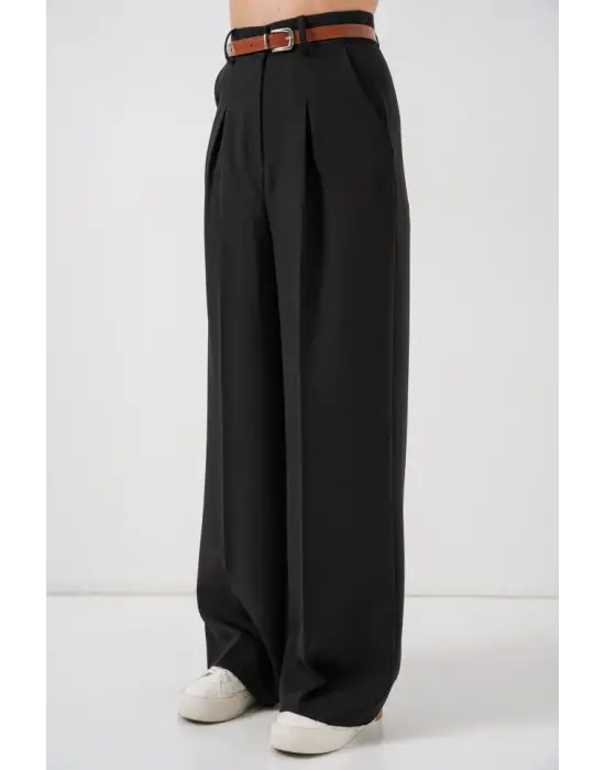 Yüksek Bel Palazzo Pantolon 30051 - Siyah