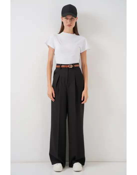 Yüksek Bel Palazzo Pantolon 30051 - Siyah