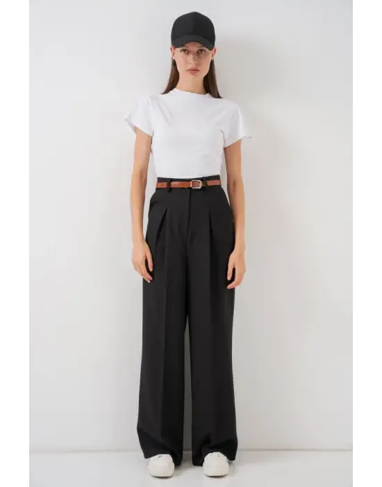 Yüksek Bel Palazzo Pantolon 30051 - Siyah