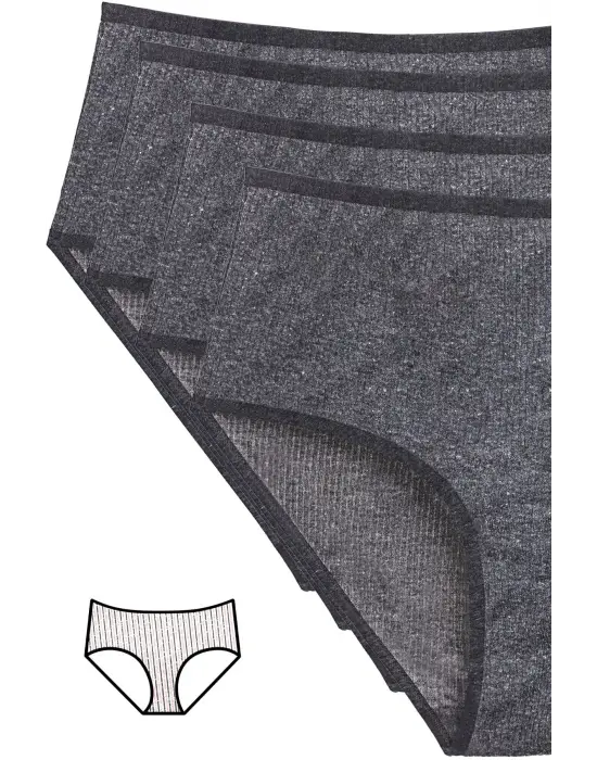 Omarı Yüksek Bel Renkli Fitilli Ribana Bato Külot